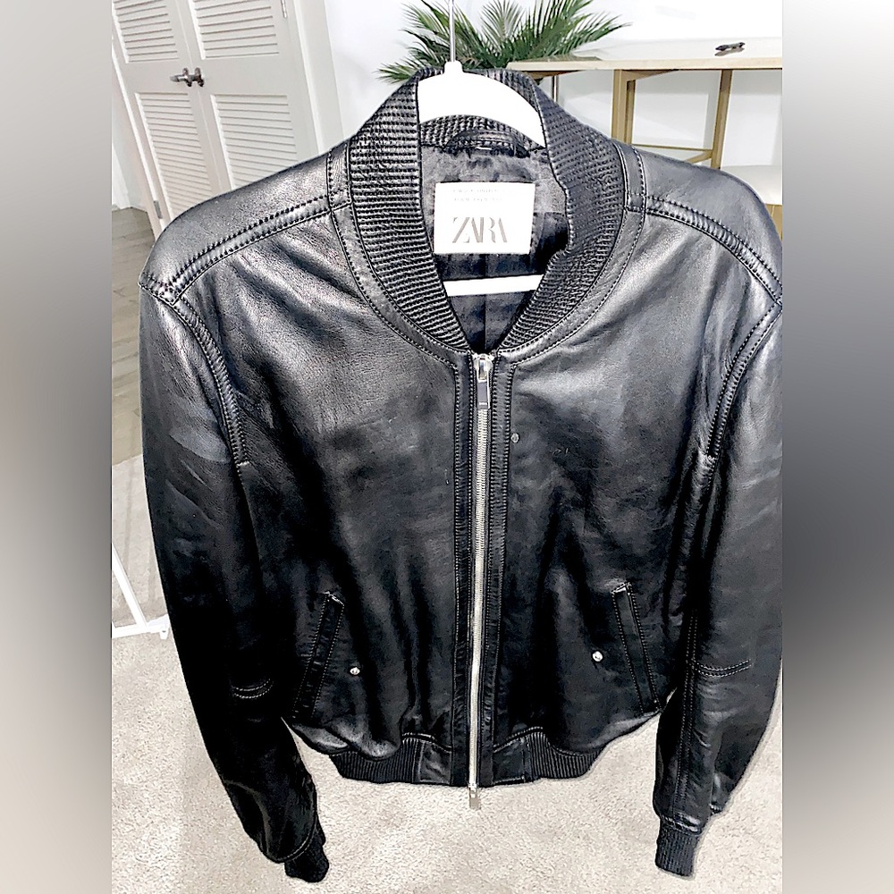 ZARA MEN’S | SOFT LEATHER JACKET | SLIM-CUT BOMBER